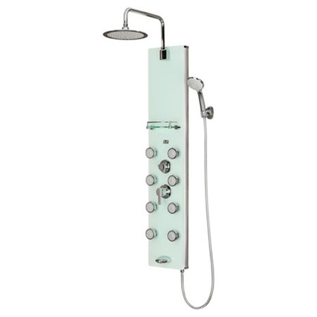 CHESTERFIELD Lahaina Tempered Tough Glass Shower PanelWhite with Chrome Finish CH441716
